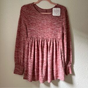 💜 Isabel Maternity By Ingrid & Isabel Long Sleeve Cozy Babydoll Top Rose Sz XS